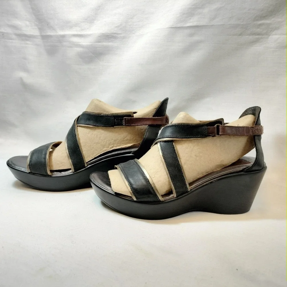 Naot Gesture Leather Strappy‎ Wedge Sandals
